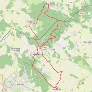 De Bréançon à Neuville-Bosc GPS track, route, trail