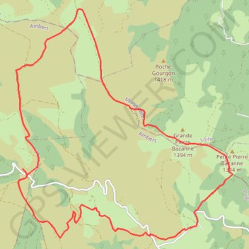 Boucle VTT par la Pierre Bazanne GPS track, route, trail