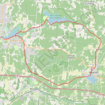 Boucle Granby-Yamaska-Waterloo en vélo GPS track, route, trail