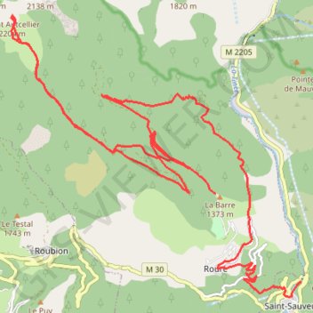 Mont Aucellier depuis l'arboretum de Roure GPS track, route, trail