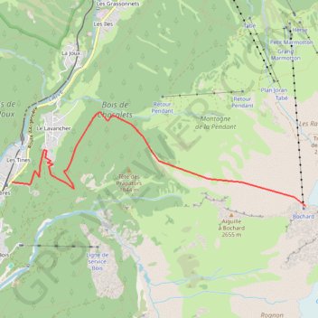 Bochard - Les Tines GPS track, route, trail