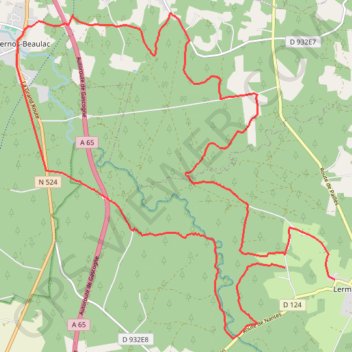 De Lerm-et-Musset à Bernos-Beaulac par les vallées du Ciron et du Bartos GPS track, route, trail