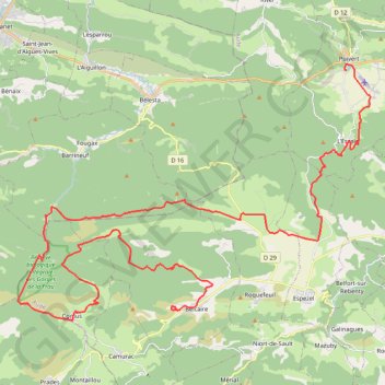 Belcaire - Puivert (Tour des châteaux du Pays Cathare) GPS track, route, trail