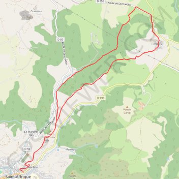 Le dolmen de Tiergues - Rocher de Caylus GPS track, route, trail