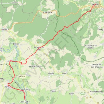Boucle en pays Vézelien (Vézelay - Saint-Didier) GPS track, route, trail