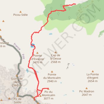 Pic du montcalm et pique d'estats GPS track, route, trail