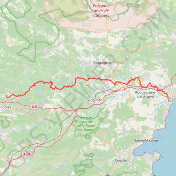 GR653A Randonnée de Fréjus à Le Val (Var) GPS track, route, trail