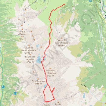 Pic de Carnaré, de Barbe de Bouc, de Chanchou par les lacs d'Ardiden GPS track, route, trail
