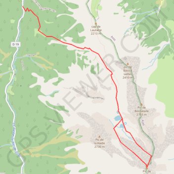 Pic de Thou depuis la vallée de Rioumajou GPS track, route, trail