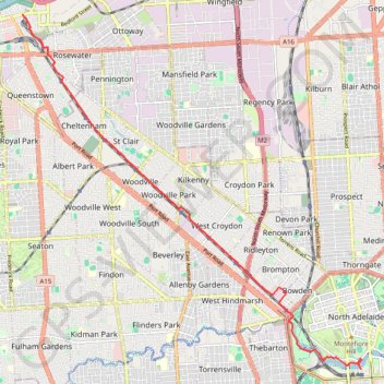 Port Adelaide to city GPS track, route, trail