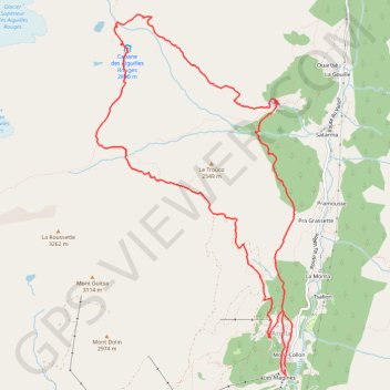 Cabane des Aiguilles Rouges Lac Bleu GPS track, route, trail