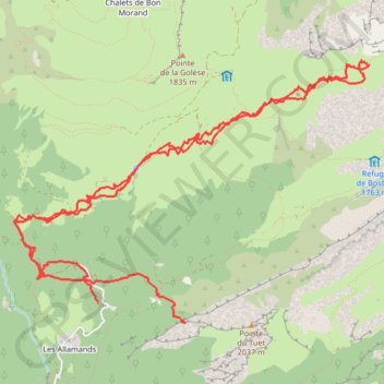 Tête de Bostan antécîme GPS track, route, trail