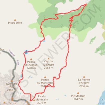 Pic du Montcalm - Étang d'Estats - Étang du Pinet - Étang Sourd GPS track, route, trail