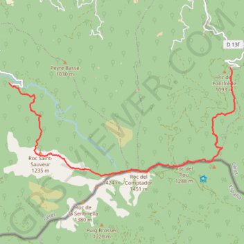 Pic de les Salines, Roc de Frausa en traversée de Fonfrède à Montalba GPS track, route, trail