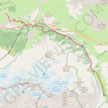 Tour des Écrins, du Chazelet au refuge de l'Alpe de Villar-d'Arêne GPS track, route, trail