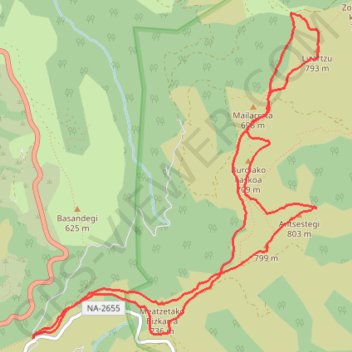 Antsestegi y Lizartzu depuis Otxondo (col 605) GPS track, route, trail