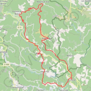 Tour de la Haute Vallée de la Cèze (Gard-Ardèche) GPS track, route, trail
