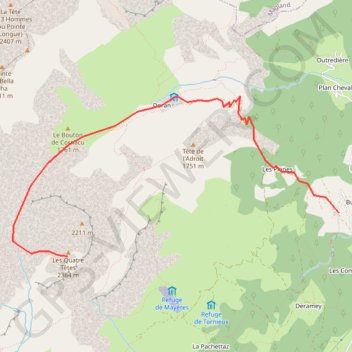 Les Quatre Têtes GPS track, route, trail