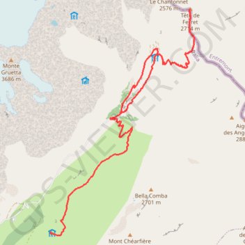 Refuge Walter Bonatti - Tête de Ferret GPS track, route, trail