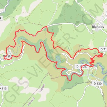 Circuit Navacelles, Moulin du Foux, Vissec GPS track, route, trail