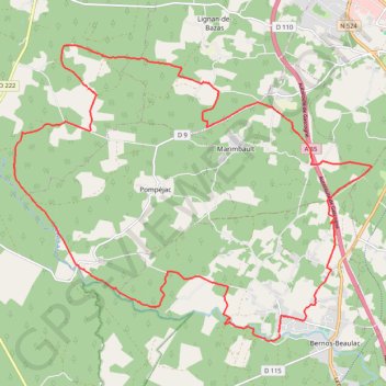Vallées du Bartos et du Ciron - Beaulac Nord GPS track, route, trail