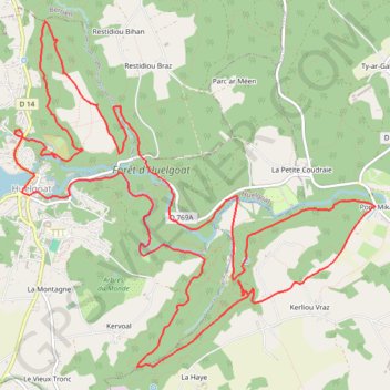 Huelgoat/Rivière d'Argent 28 AVR 2016 GPS track, route, trail