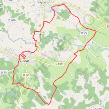Cussac Sentier La Voie romaine GPS track, route, trail