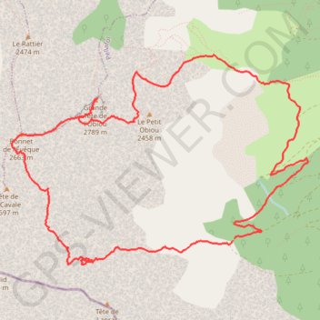 Ravin du Couravou et Grand Obiou en boucle (Devoluy) GPS track, route, trail
