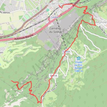 Parcours partiel du trail du Salève GPS track, route, trail