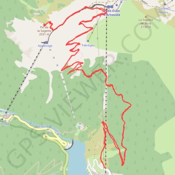 Pic de la Sagette depuis le lac de Fabrèges par la piste - vallée d'Ossau (64) GPS track, route, trail