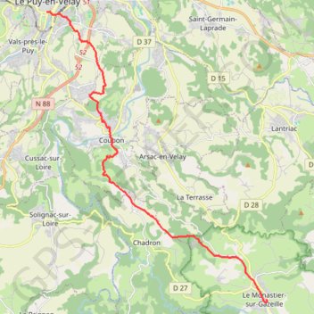 Chemin de Saint-Régis - Le Puy - Le Monastier-sur-Gazeille GPS track, route, trail
