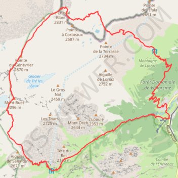 Mont Buet et Le Cheval Blanc en boucle depuis Le Buet GPS track, route, trail
