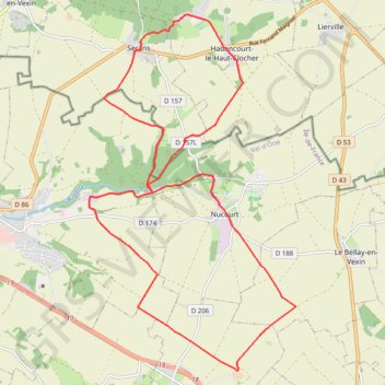 Au cœur du Véxin, Nucourt le long de l'Aubette GPS track, route, trail
