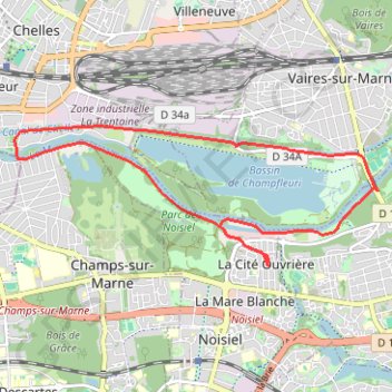 Bord de Marne -Noisiel - Champs - Vaires - Noisiel GPS track, route, trail