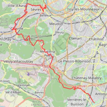 Sentier des Rus : Sèvres - Antony (PR6) GPS track, route, trail