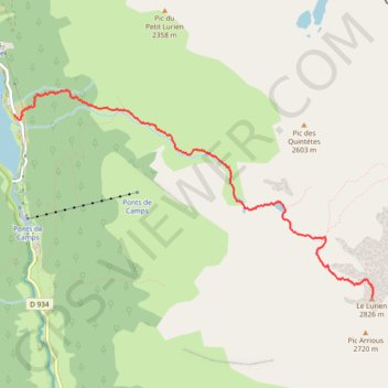 Le Lurien par le lac de Fabrèges GPS track, route, trail