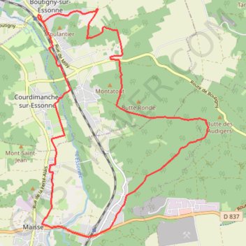 Boutigny boucle Maisse GPS track, route, trail