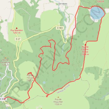 Col de Guéry - Puy de l'Ouïre - Lac de Servières GPS track, route, trail