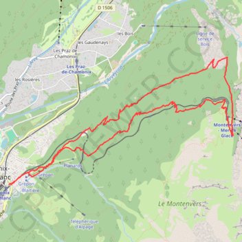 Le Montenvers par les Mottets GPS track, route, trail