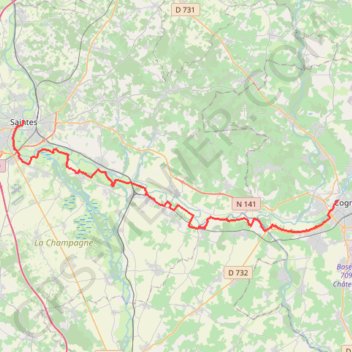 Cognac / Saintes GPS track, route, trail