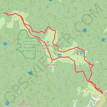 Col de Hundsruck, Belacker, col de Rimbach, Rossberg GPS track, route, trail