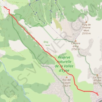Vallée d'Eyne, Pic d'Eyne GPS track, route, trail