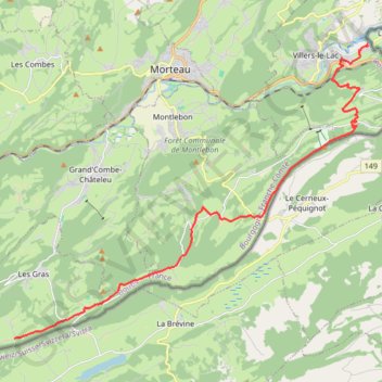 Grande Traversée du Jura (GTJ) - Villers le Lac - Les Seignes GPS track, route, trail