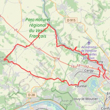 Cergy - Le Perchay - Forêt de Galluis GPS track, route, trail
