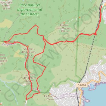 La crête des Grues - Esterel GPS track, route, trail