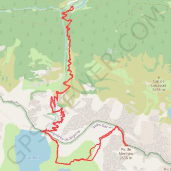 Le lac Bleu et le Pic de Merlheu - Le Chiroulet GPS track, route, trail