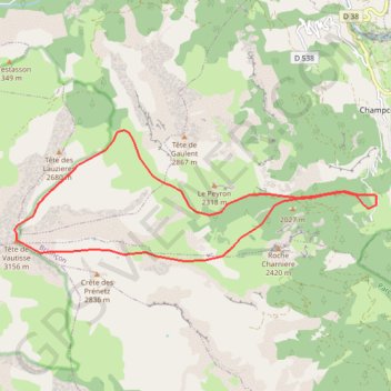 Tête de Vautisse GPS track, route, trail
