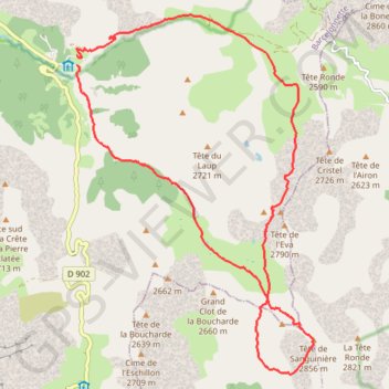 Tête de la Sanguinière GPS track, route, trail