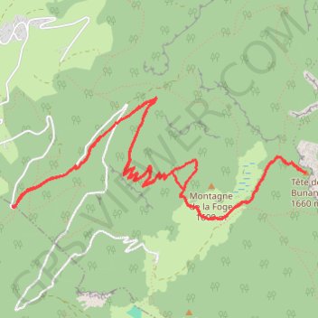 Tête de Bunant GPS track, route, trail