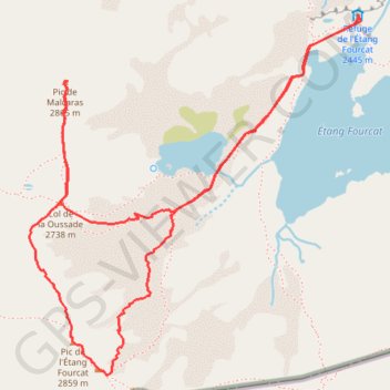 Pic Malcaras et Pic Etang Fourcat GPS track, route, trail